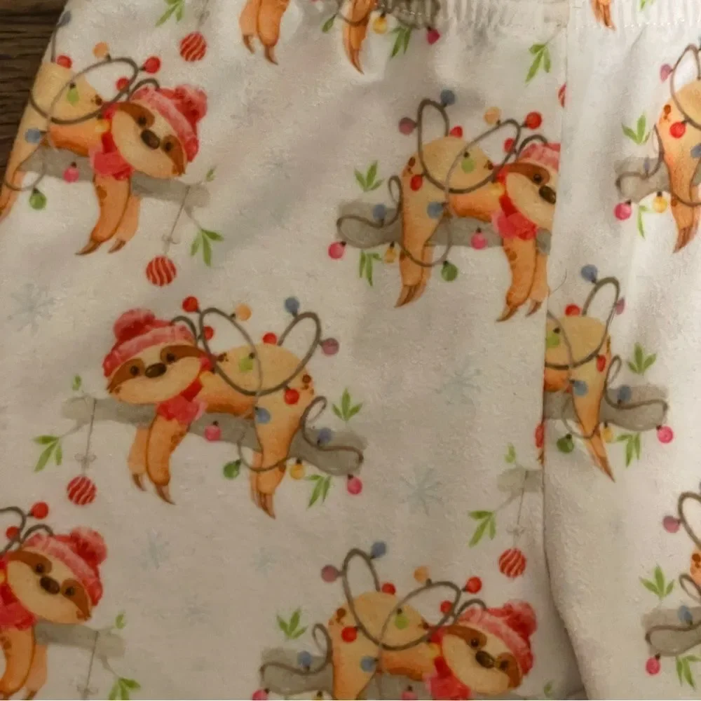 Charlie’s Project Sloth Christmas Holiday Pajamas White Orange Red Size 2T